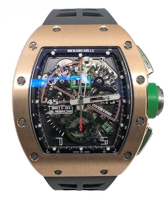 Richard Mille Replica Watch RM 011 Roberto Mancini Gold Flyback Chronograph